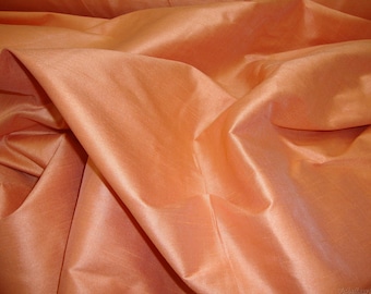 Cantaloupe Shantung Dupioni Faux Silk two tone fabric BY THE YARD 54" wide