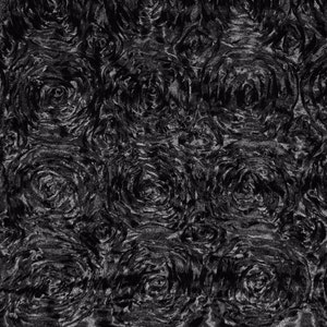 Black satin Rosette 3D Flower fabric BY THE YARD 54&quot; Wide