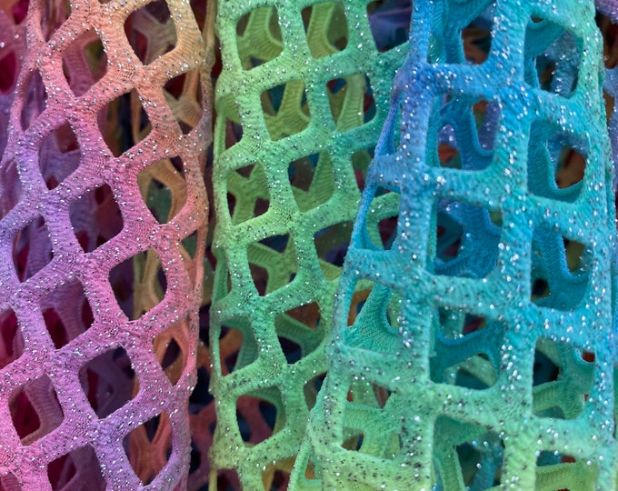 Purple /blue / green sparkle Shiny Fishnet with Lurex Nylon Spandex 60" Sold by Yard  58" wide  Sportswear, Athletic