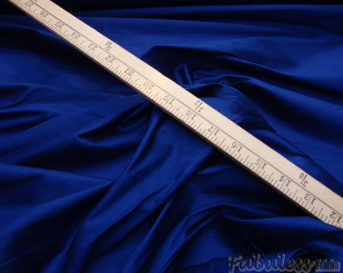 True Blue Shantung Dupioni Faux Silk two tone fabric BY THE YARD 54" wide