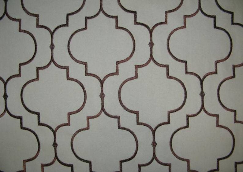 Mocha 100% cotton Embroidered Upholstery Fabrics 58 wide fabric by the yard image 1