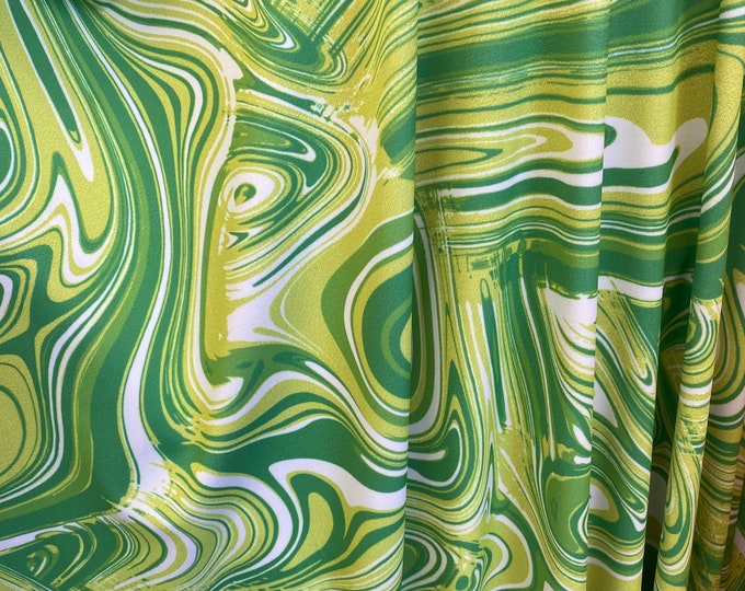 Stretch spandex Green Candy cane swirl swimsuits 58" wide