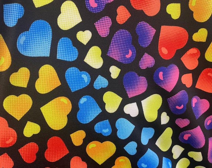 Multi hearts spandex Swimsuit clothing Fabric by the yard