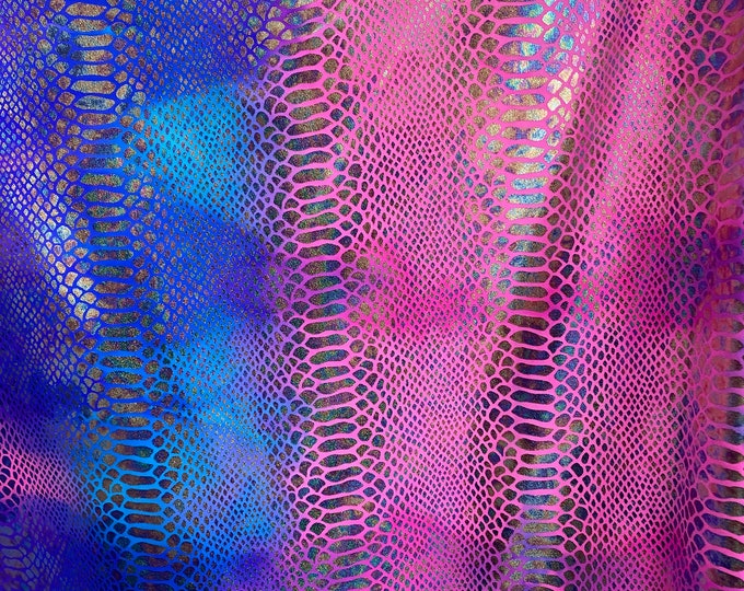 Blue pink Snake Spandex dance swimsuits 4 way stretch 58" wide  Sportswear, Athletic