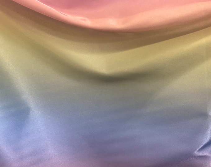 Pastel rainbow design satin, 60" wide, non-stretch, sells by the yard