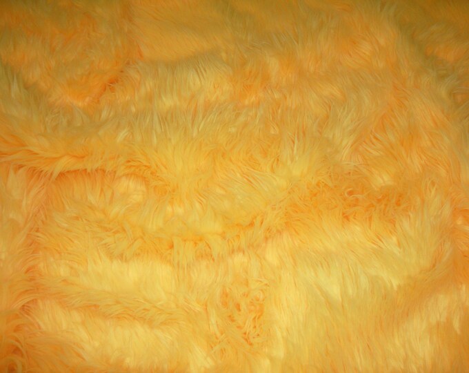 Canary Yellow SHAGGY faux shag fur upholstery, costume, acessories, fabric, cosplay, clothing, festival, rave, fetish, by the yard 60" wide