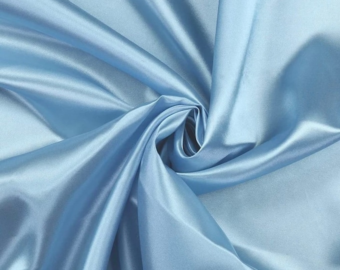 Light blue Charmeuse Satin polyester fabric 60" Wide Silky Shinny by the yard