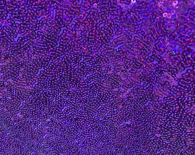 Purple star Sequin 4-Way stretch fabric by the yard 60" Wide