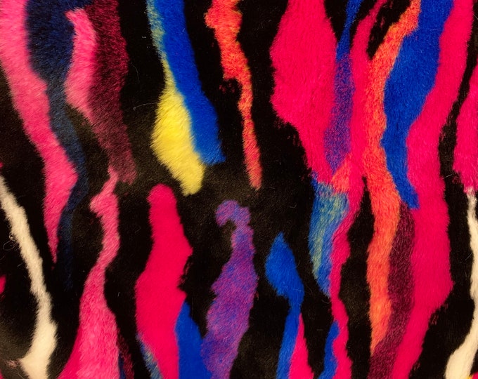 Multi faux fur Himalaya glacier fabric per yard