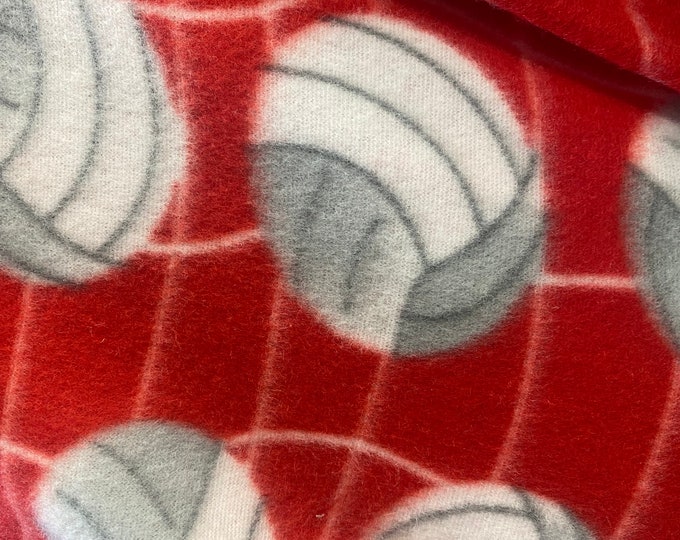 Volleyball Fleece on red 60” wide By The Yard
