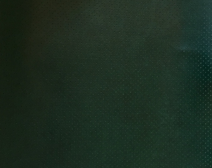 Dark green Perforated upholstery Faux Leather fabric per yard