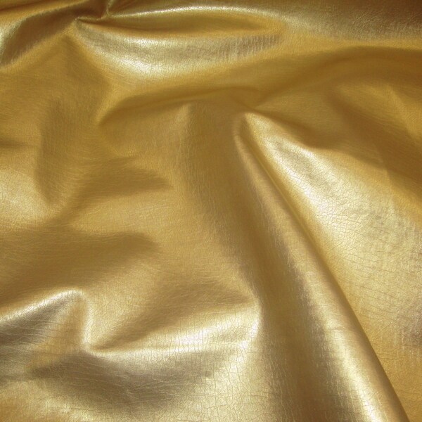 Vinyl Faux Leather Gold metallic Distressed upholstery fabric per yard 54" Wide