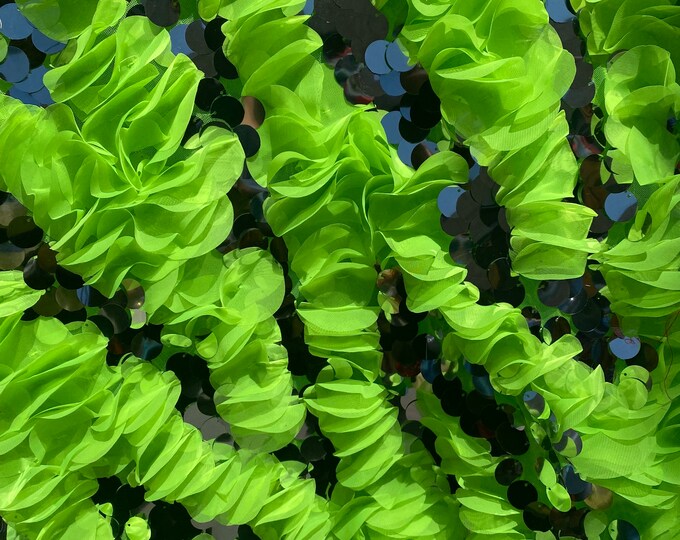 Ruffled Organza on silver sequin Fabric 54" wide