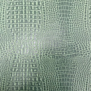 Faux vinyl Green Marine Gator Upholstery  Fabric - Sold By The Yard - 54&quot; wide