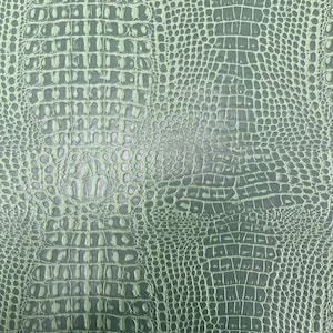 Faux vinyl Green Marine Gator Upholstery  Fabric - Sold By The Yard - 54" wide