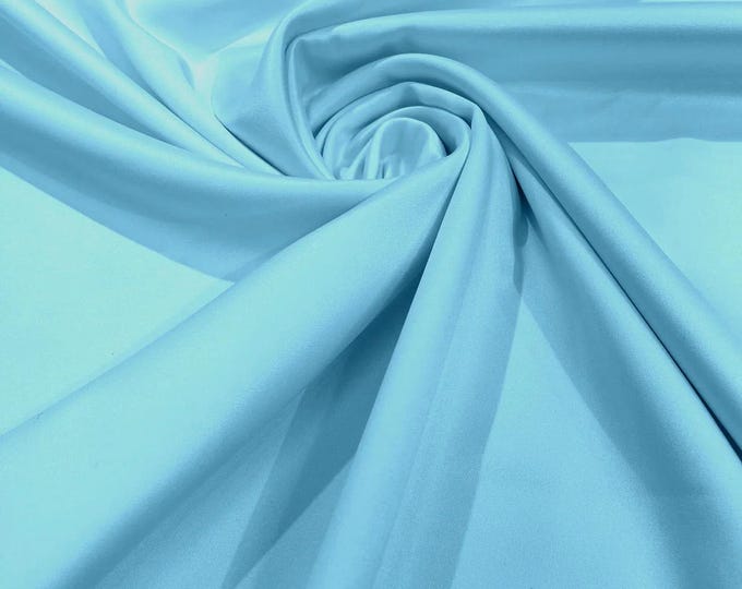 Aqua Lamour Dull matte Bridal Satin fabric per yard