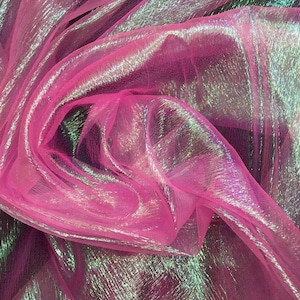 Neon pink Crush Iridescent Shimmer Fantasy Organza, 45&quot; Wide, Sells by the Yard