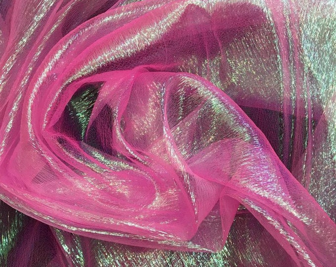 Neon pink Crush Iridescent Shimmer Fantasy Organza, 45" Wide, Sells by the Yard