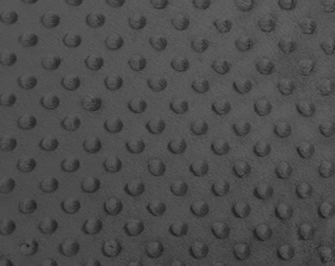 Charcoal Gray Minky dimple dot  fabric BY THE YARD 60 " Wide