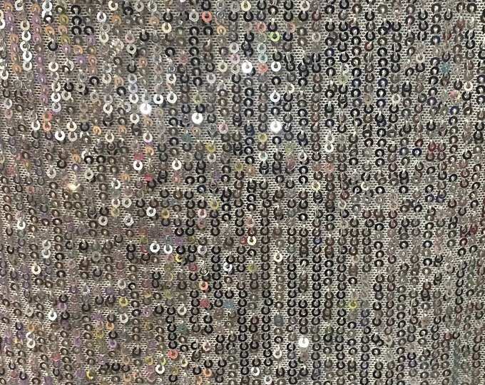 Silver Pleated Glitz Sequin Mesh Fabric By The Yard