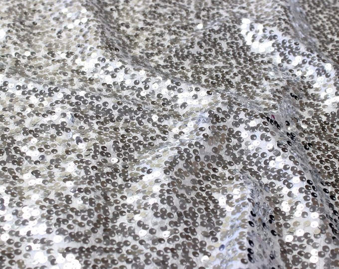 Silver Rain drop seqiun taffeta fabric 55" wide sold by the yard Dress Craft tablecloth wedding home decor