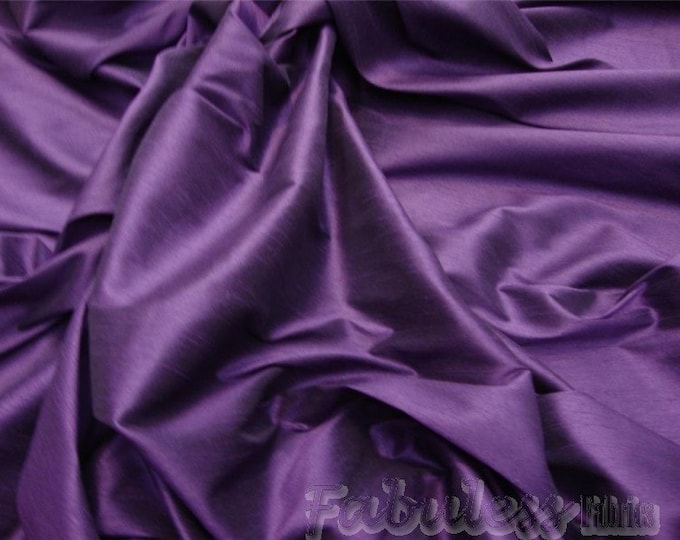 Plum Shantung Dupioni Faux Silk two tone fabric BY THE YARD 54" wide