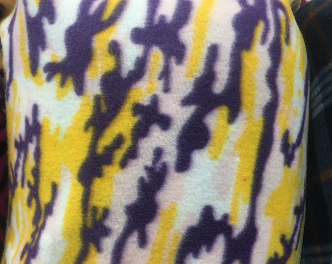 Yellow purple camouflage fleece By The Yard 60"  wide