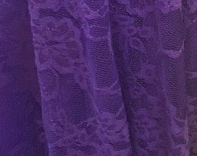Purple Vintage Stretch Floral Lace Fabric by the Yard | Elegant Floral Lace for Dresses, Lingerie, Crafting & Sewing Projects