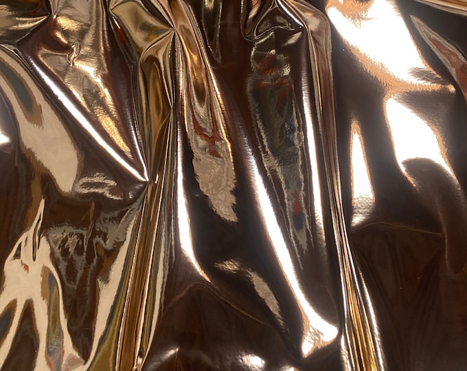 Rose gold Chrome Mirror Glossy Vinyl Leatherettes Fabric for Shoes Bags Clothing Upholstery Sewing