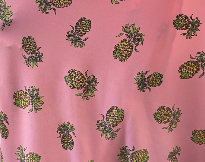 pineapple On pink spandex Swimsuit clothing Fabric by the yard