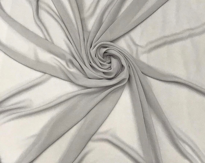 Silver Sheer High Multi Chiffon Solid Fabric, 100% Polyester 58/59" Wide, Sells by The Yard