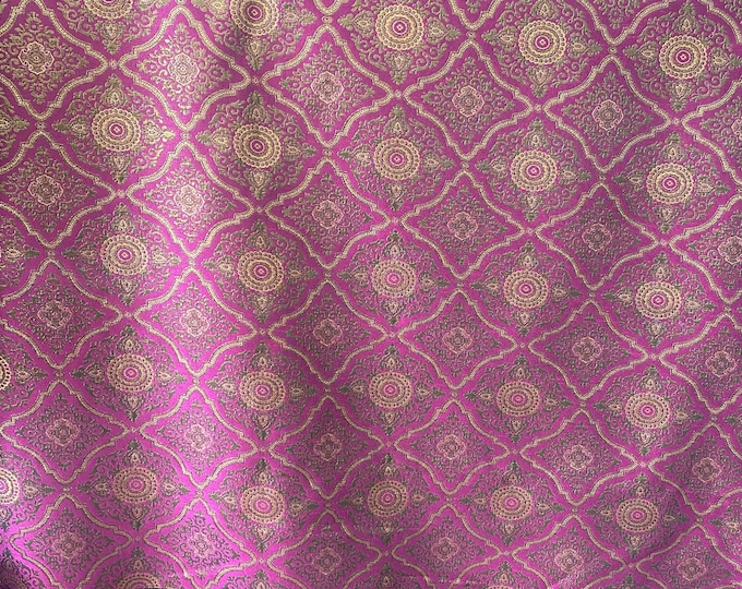 Violet Jacquard Damask light weight multi purpose fabric by the yard