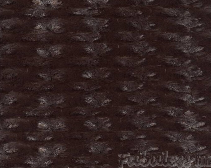 Minky Brown Rose Bud fabric per yard 60” wide