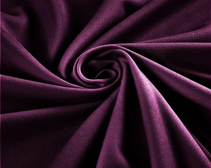 Dark magenta Stretch Crepe Scuba Techno Knit Polyester Spandex Fabric for Bows, Top Knots, Head Wraps, Clothes, Costumes, Crafts