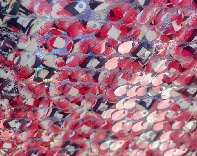 Luxury Sequin Embroidered Mesh Fabric | Pink Gold Sparkle Sequins | Abstract Shimmer Fabric for Dresses, Costumes, Tablecloths Décor