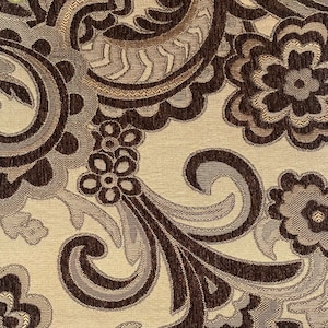 Dark brown ALEXANDRIA floral Chenille  Upholstery Fabric Sofa Drapery Curtains