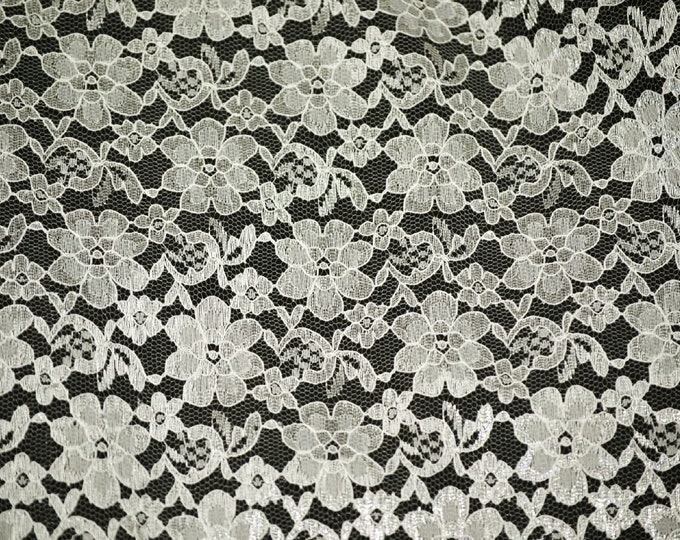 Ivory rachelle lace flower mesh sheer polyester home decor by the yard