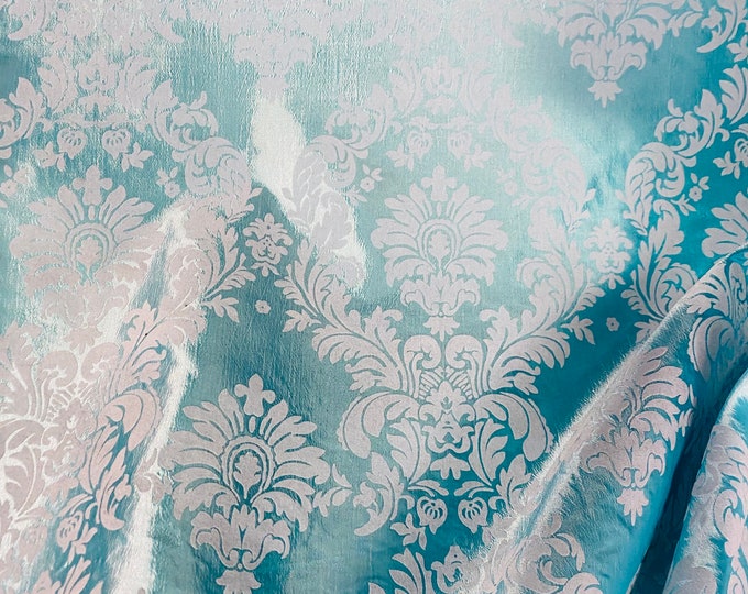 Damask Taffeta gray on Tiffany Flocking fabric per yard 60” wide