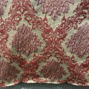 Jacquard Damask red queen Upholstery drapery fabric by the yard
