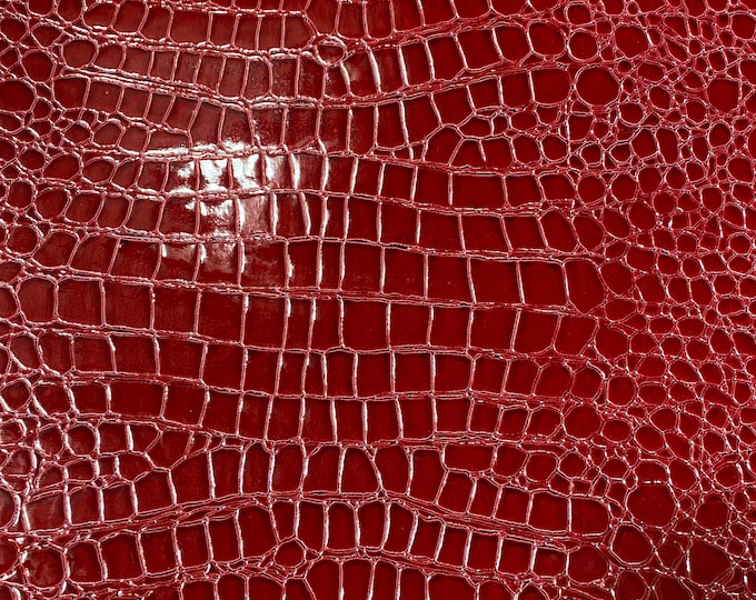 Vinyl faux leather 54" RED Crocodile embossedUpholstery fabric
