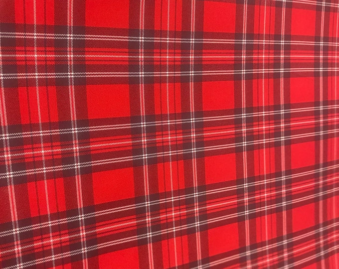 Gingham checkered striped red black 100% Polyester  fabric 60"wide sold by the yard