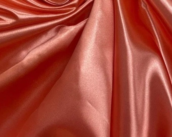 Coral Bridal heavy shiny Satin Fabric none stretch by the Yard  60" Wide