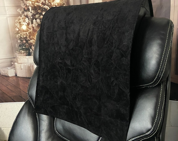 14x30" Black crushed flocking velvet Loveseat, Chaise, Theater Seat, Chair Caps, Headrest Pad, Recliner Head Cover, Furniture Protector