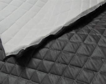 Charcoal Suede Quilted Auto Headliner Headboard Fabric with 3/8" Foam Backing Upholstery 58" Wide