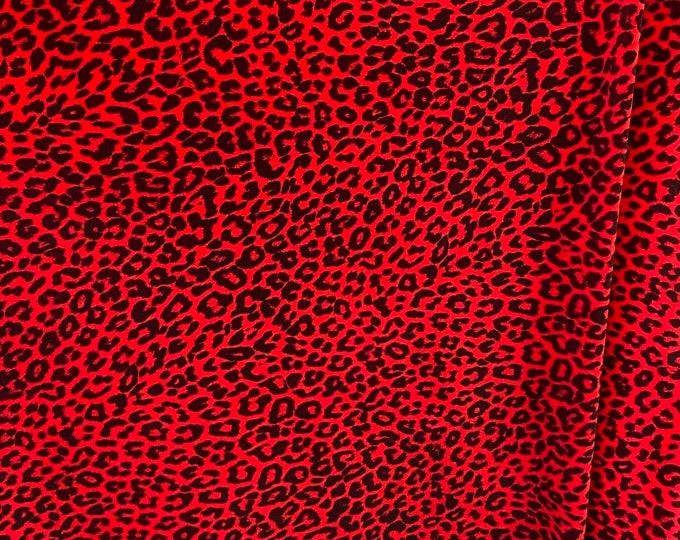 Red black cheetah stretch velvet 58" wide