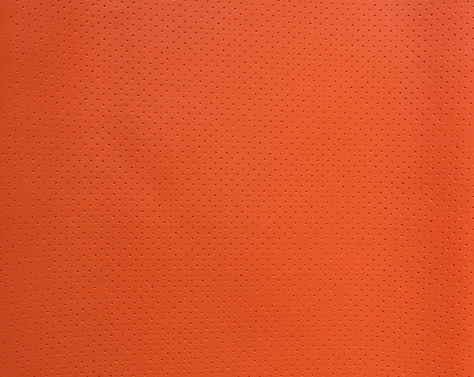 Vinyl faux leather,Orange Perforated- upholstery fabric per yard ships folded