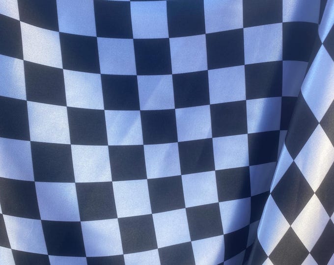 Checked 1” black/white charmuse fabric 60” sold by the yard