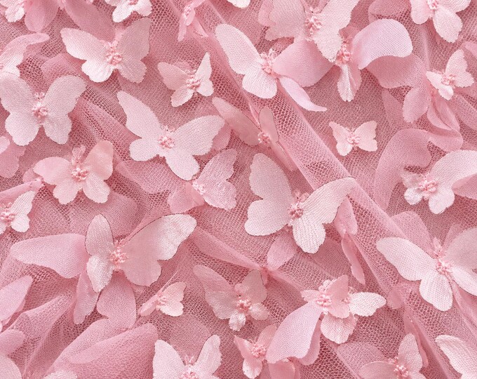 Taffeta Butterfly /on sheer FABRIC /58" Wide by the yard -pink