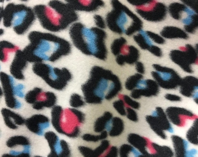 Blue pink Black White Leopard Fleece Polar By The Yard 60" Wide Blanket  clothes quilts