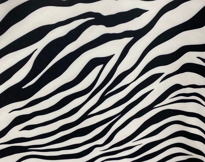Zebra black white 4 way stretch spandex fabric 60 inches wide